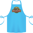 Jurassic Pug Funny Dog Movie Parody Cotton Apron 100% Organic Turquoise