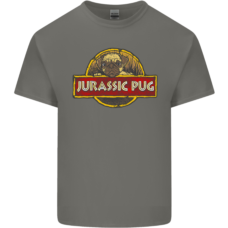Jurassic Pug Funny Dog Movie Parody Mens Cotton T-Shirt Tee Top Charcoal