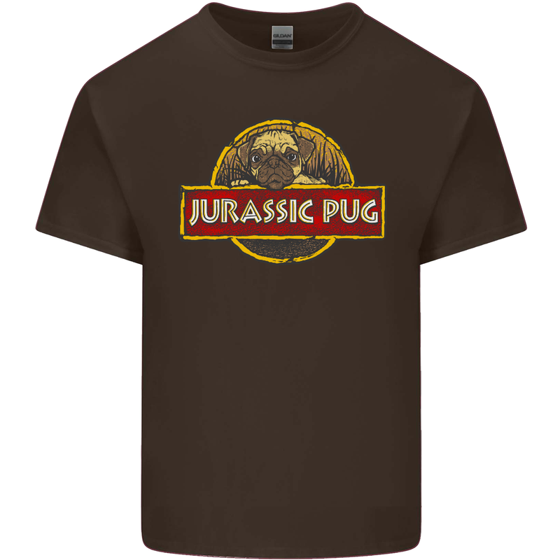 Jurassic Pug Funny Dog Movie Parody Mens Cotton T-Shirt Tee Top Dark Chocolate