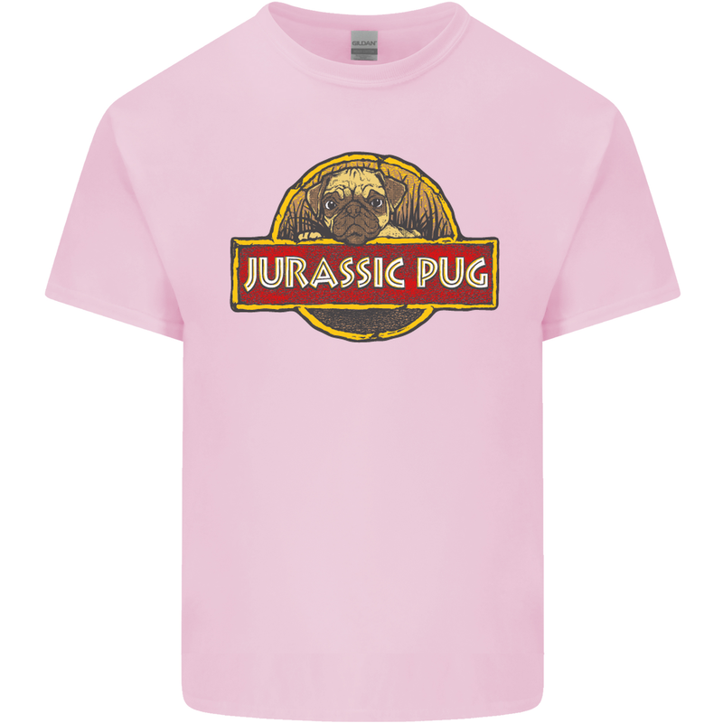 Jurassic Pug Funny Dog Movie Parody Mens Cotton T-Shirt Tee Top Light Pink