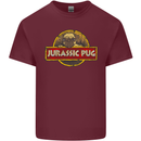 Jurassic Pug Funny Dog Movie Parody Mens Cotton T-Shirt Tee Top Maroon