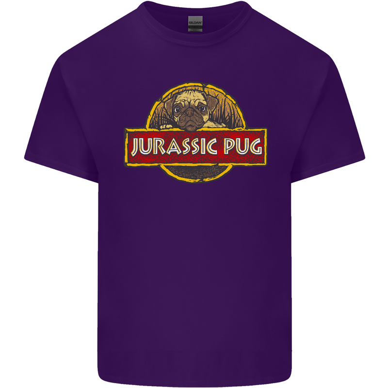 Jurassic Pug Funny Dog Movie Parody Mens Cotton T-Shirt Tee Top Purple