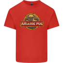 Jurassic Pug Funny Dog Movie Parody Mens Cotton T-Shirt Tee Top Red