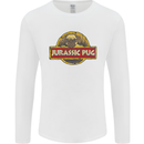Jurassic Pug Funny Dog Movie Parody Mens Long Sleeve T-Shirt White