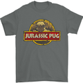 Jurassic Pug Funny Dog Movie Parody Mens T-Shirt Cotton Gildan Charcoal