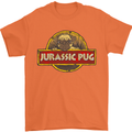 Jurassic Pug Funny Dog Movie Parody Mens T-Shirt Cotton Gildan Orange