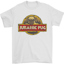 Jurassic Pug Funny Dog Movie Parody Mens T-Shirt Cotton Gildan White