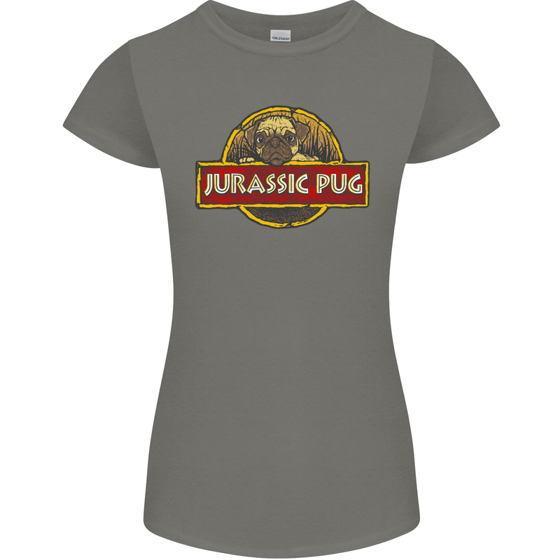 Jurassic Pug Funny Dog Movie Parody Womens Petite Cut T-Shirt Charcoal