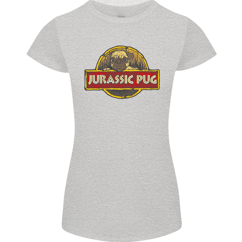 Jurassic Pug Funny Dog Movie Parody Womens Petite Cut T-Shirt Sports Grey
