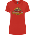 Jurassic Pug Funny Dog Movie Parody Womens Wider Cut T-Shirt Red
