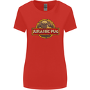 Jurassic Pug Funny Dog Movie Parody Womens Wider Cut T-Shirt Red