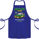 Jurassic Tour Funny Dinosaur T-Rex Cotton Apron 100% Organic Royal Blue