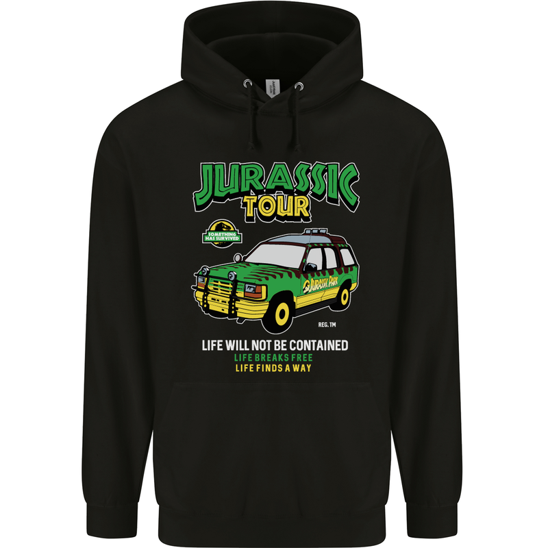 Jurassic Tour Funny Dinosaur T-Rex Mens 80% Cotton Hoodie Black