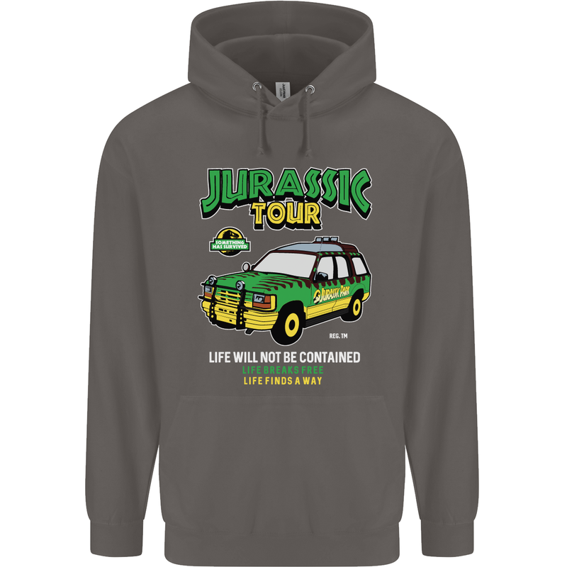 Jurassic Tour Funny Dinosaur T-Rex Mens 80% Cotton Hoodie Charcoal