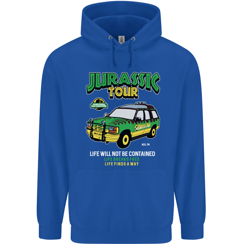 Jurassic Tour Funny Dinosaur T-Rex Mens 80% Cotton Hoodie Royal Blue