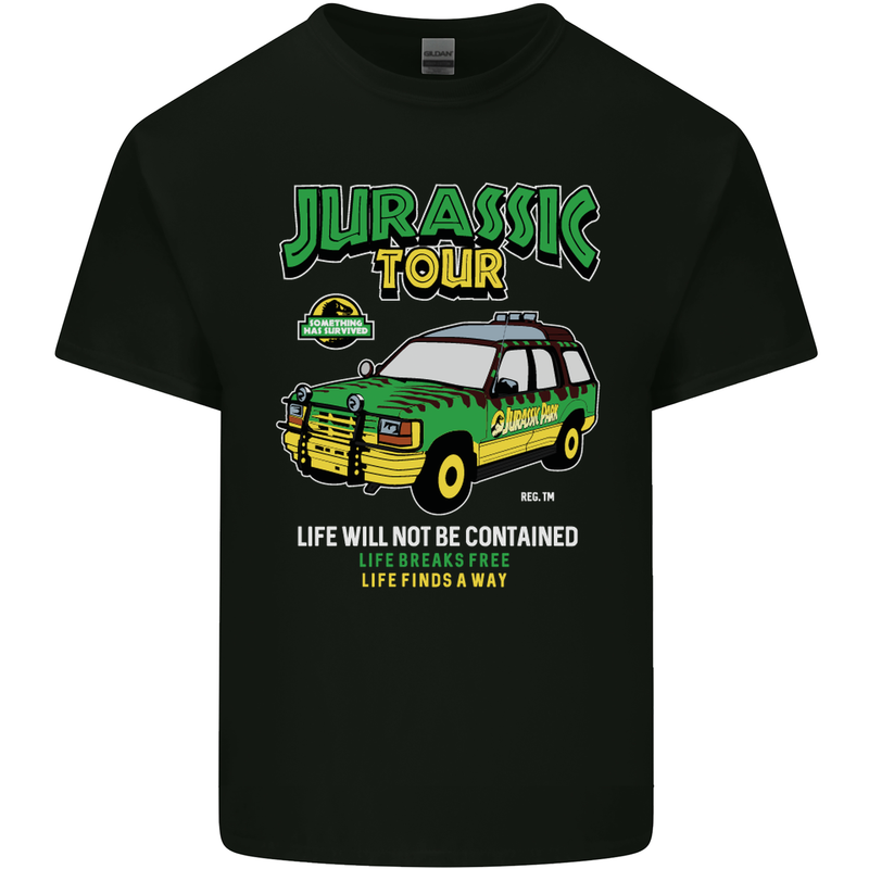 Jurassic Tour Funny Dinosaur T-Rex Mens Cotton T-Shirt Tee Top Black