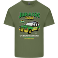 Jurassic Tour Funny Dinosaur T-Rex Mens Cotton T-Shirt Tee Top Military Green