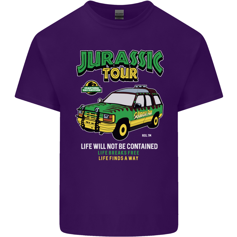 Jurassic Tour Funny Dinosaur T-Rex Mens Cotton T-Shirt Tee Top Purple