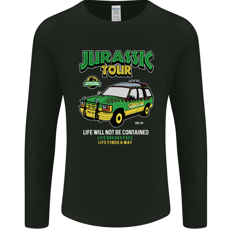 Jurassic Tour Funny Dinosaur T-Rex Mens Long Sleeve T-Shirt Black