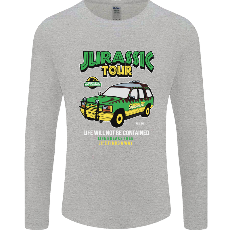 Jurassic Tour Funny Dinosaur T-Rex Mens Long Sleeve T-Shirt Sports Grey