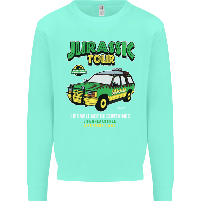 Jurassic Tour Funny Dinosaur T-Rex Mens Sweatshirt Jumper Peppermint