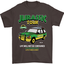 Jurassic Tour Funny Dinosaur T-Rex Mens T-Shirt Cotton Gildan Dark Chocolate