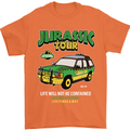 Jurassic Tour Funny Dinosaur T-Rex Mens T-Shirt Cotton Gildan Orange