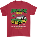 Jurassic Tour Funny Dinosaur T-Rex Mens T-Shirt Cotton Gildan Red
