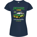 Jurassic Tour Funny Dinosaur T-Rex Womens Petite Cut T-Shirt Navy Blue