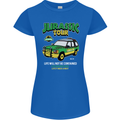 Jurassic Tour Funny Dinosaur T-Rex Womens Petite Cut T-Shirt Royal Blue