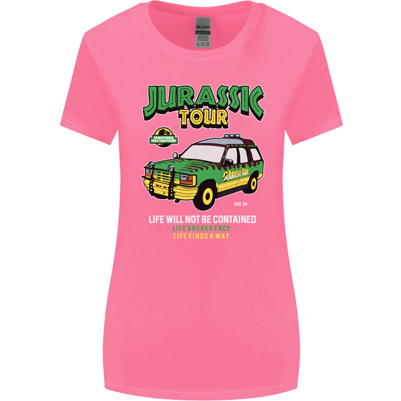 Jurassic Tour Funny Dinosaur T-Rex Womens Wider Cut T-Shirt Azalea