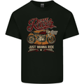 Just Wanna Ride Cafe Racer Motorbike Biker Mens Cotton T-Shirt Tee Top Black