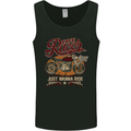 Just Wanna Ride Cafe Racer Motorbike Biker Mens Vest Tank Top Black