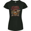 Just Wanna Ride Cafe Racer Motorbike Biker Womens Petite Cut T-Shirt Black