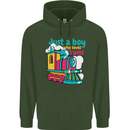Just a Boy Who Loves Trains Spotter Engine Childrens Kids Hoodie Forest Green