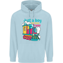 Just a Boy Who Loves Trains Spotter Engine Childrens Kids Hoodie Light Blue