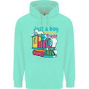 Just a Boy Who Loves Trains Spotter Engine Childrens Kids Hoodie Peppermint