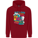 Just a Boy Who Loves Trains Spotter Engine Childrens Kids Hoodie Red