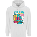 Just a Boy Who Loves Trains Spotter Engine Childrens Kids Hoodie White