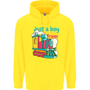 Just a Boy Who Loves Trains Spotter Engine Childrens Kids Hoodie Yellow