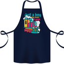 Just a Boy Who Loves Trains Spotter Engine Cotton Apron 100% Organic Navy Blue