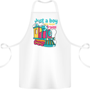 Just a Boy Who Loves Trains Spotter Engine Cotton Apron 100% Organic White