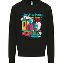 Just a Boy Who Loves Trains Spotter Engine Kids Sweatshirt Jumper Black