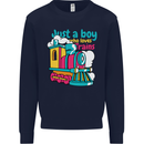 Just a Boy Who Loves Trains Spotter Engine Kids Sweatshirt Jumper Navy Blue