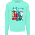 Just a Boy Who Loves Trains Spotter Engine Kids Sweatshirt Jumper Peppermint