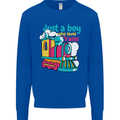 Just a Boy Who Loves Trains Spotter Engine Kids Sweatshirt Jumper Royal Blue