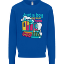 Just a Boy Who Loves Trains Spotter Engine Kids Sweatshirt Jumper Royal Blue