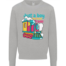 Just a Boy Who Loves Trains Spotter Engine Kids Sweatshirt Jumper Sports Grey