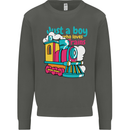 Just a Boy Who Loves Trains Spotter Engine Kids Sweatshirt Jumper Storm Grey