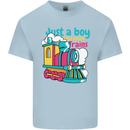 Just a Boy Who Loves Trains Spotter Engine Kids T-Shirt Childrens Light Blue